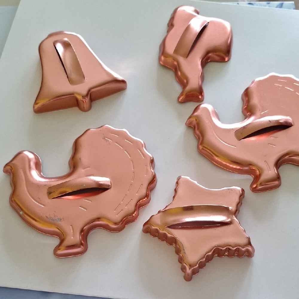 Unique Vintage Copper Cookie Cutters Set